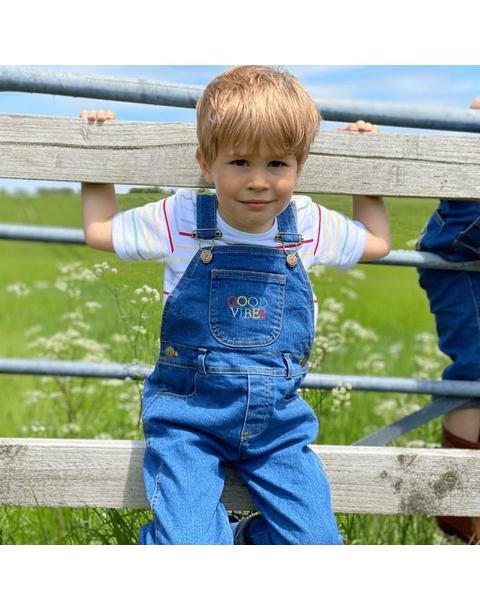 Stonewash GOOD VIBES Denim Overalls