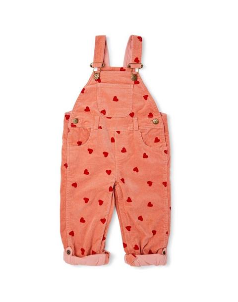 Heart Print Corduroy Overalls