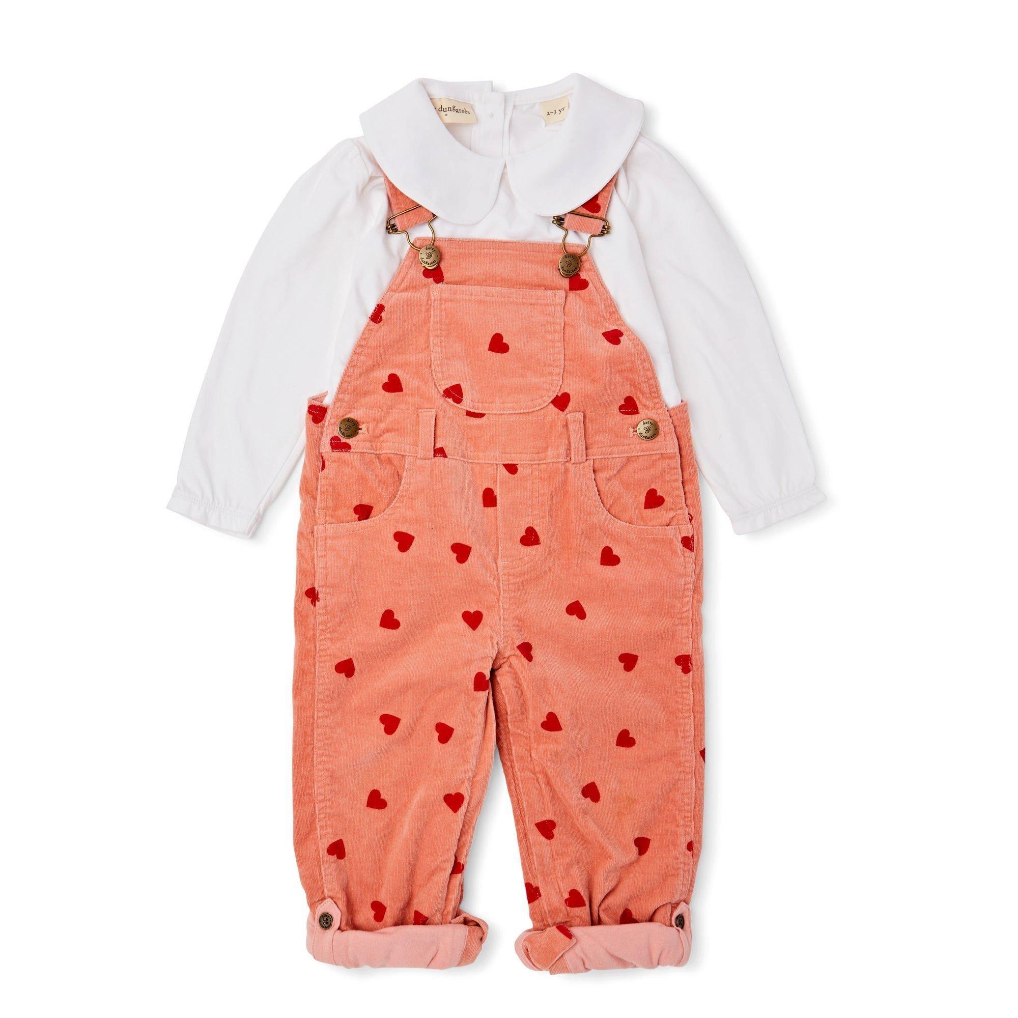 Heart Print Corduroy Overalls image number 3
