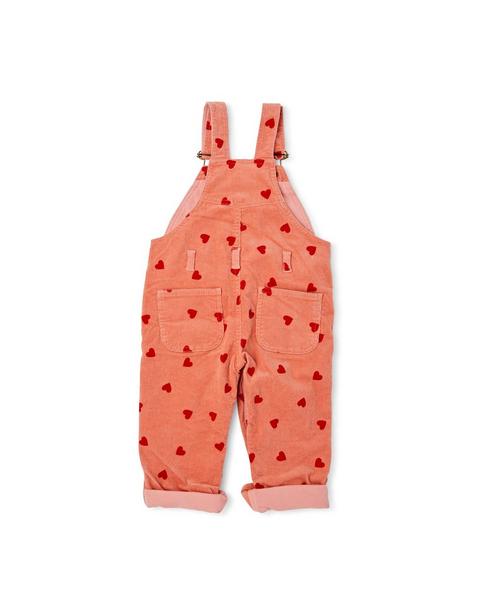 Heart Print Corduroy Overalls