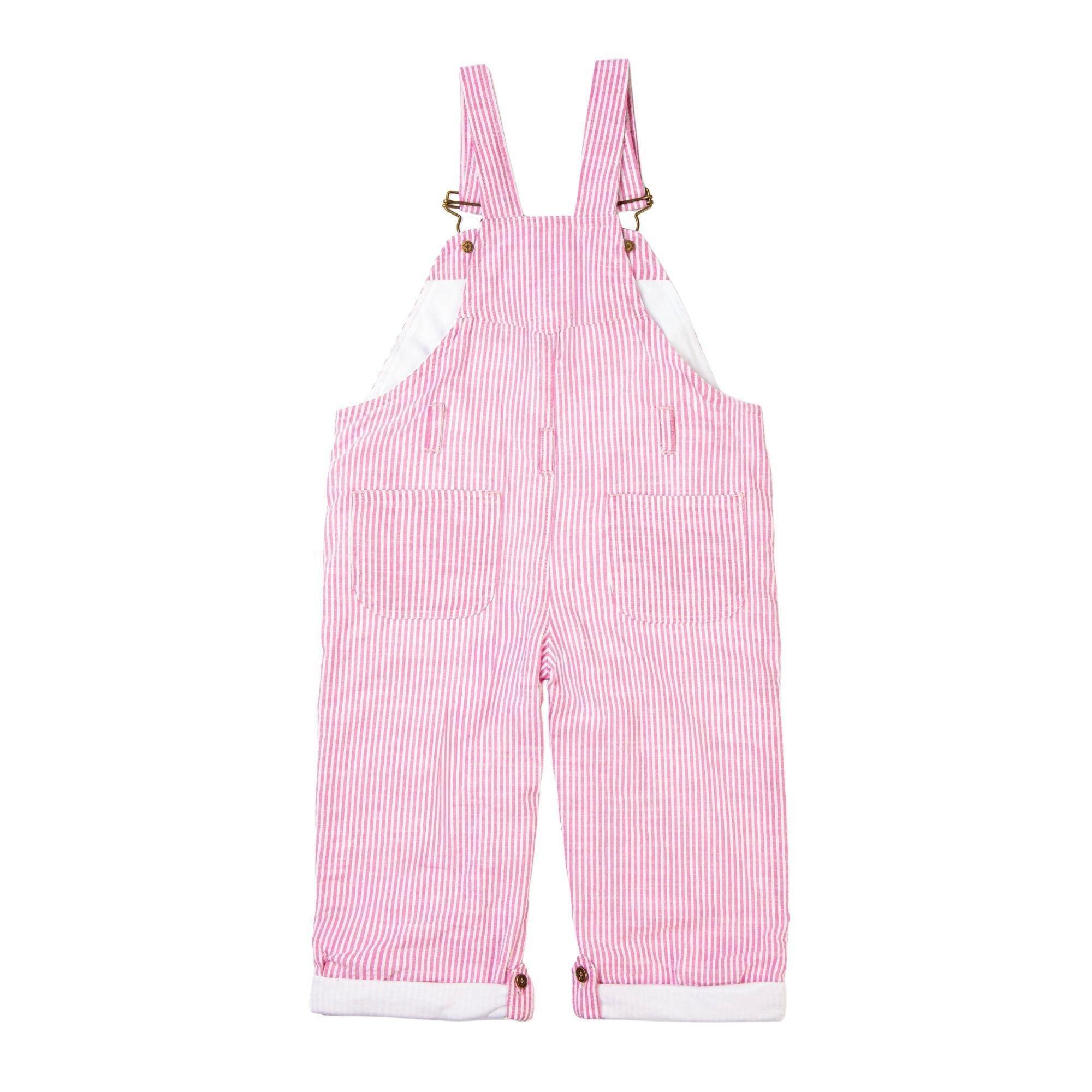 Fuchsia Seersucker Overalls image number 1