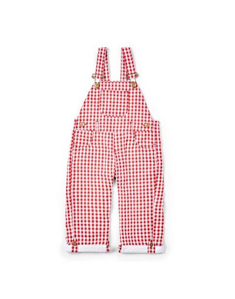 Maroon Check Seersucker Overalls