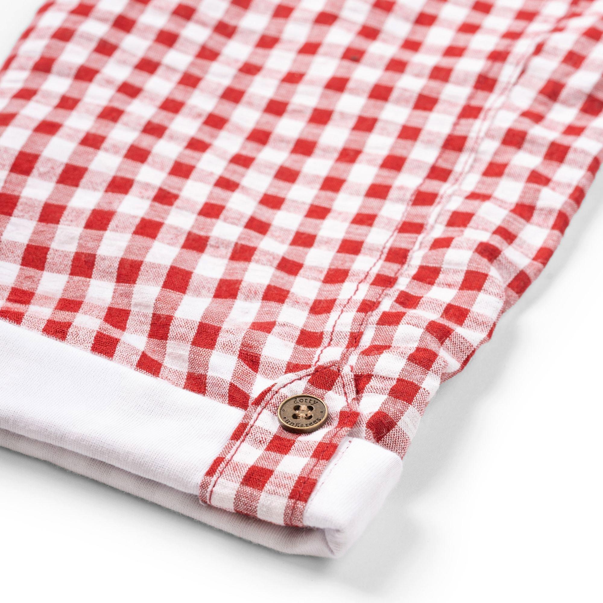 Maroon Check Seersucker Overalls image number 2