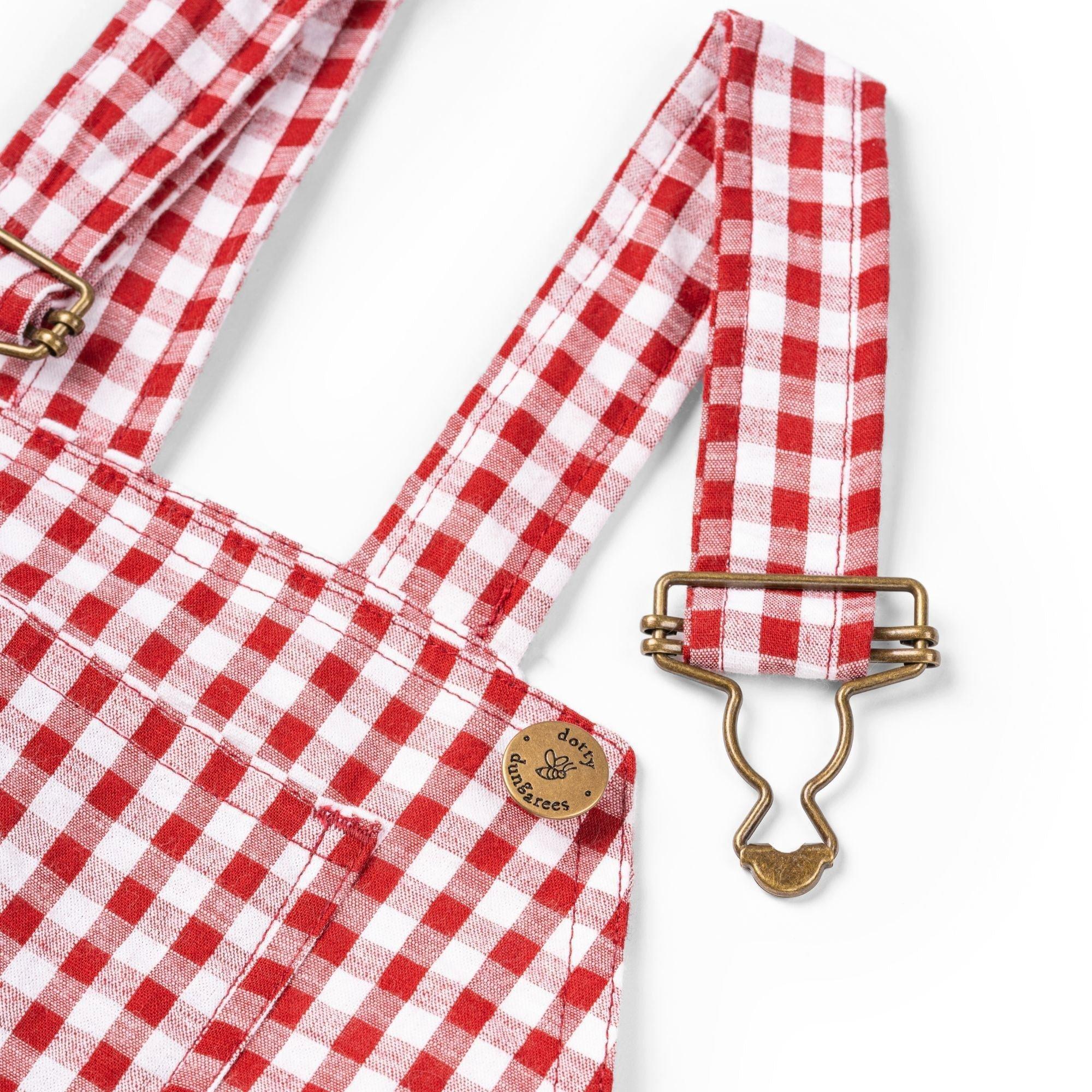 Maroon Check Seersucker Overalls image number 3