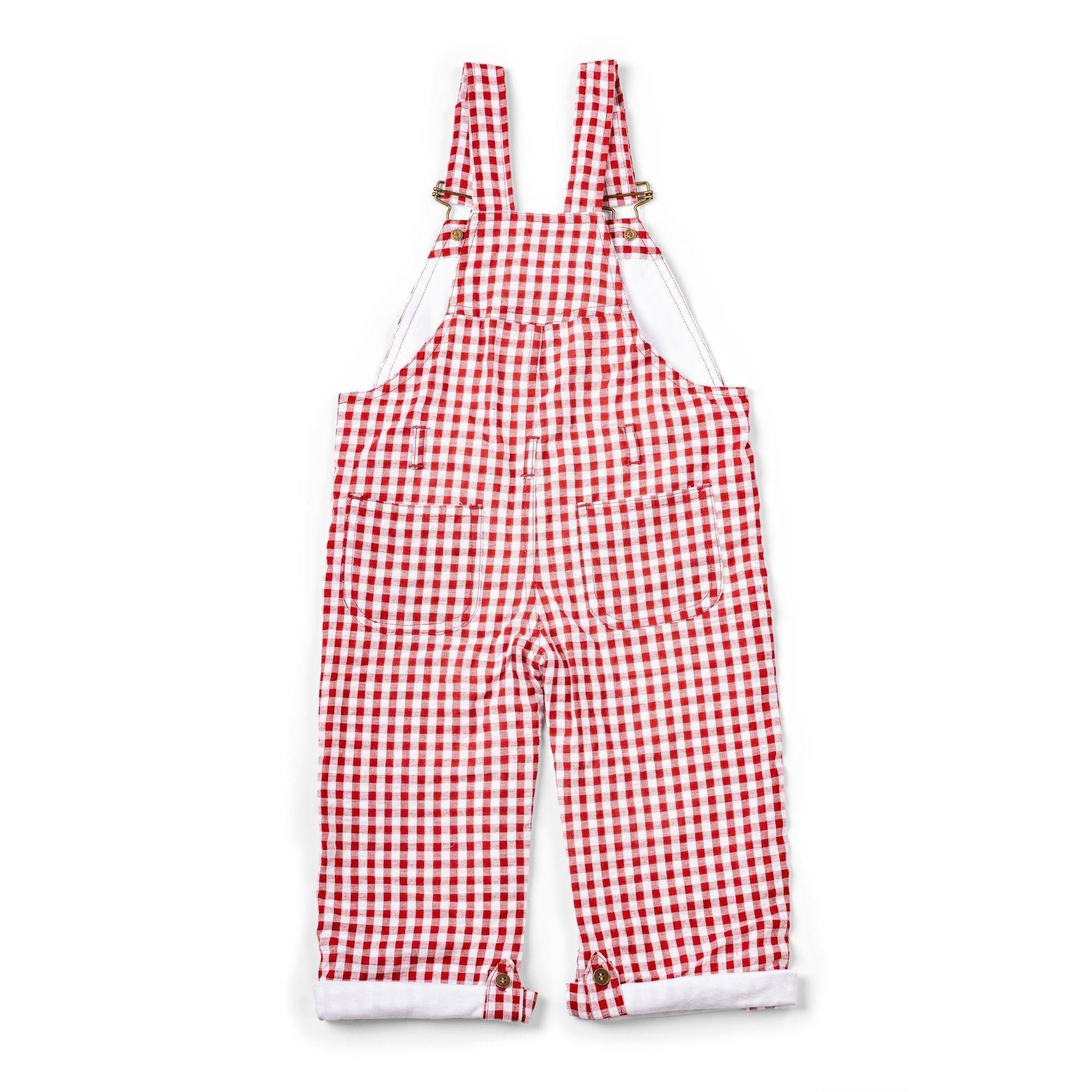Maroon Check Seersucker Overalls image number 1