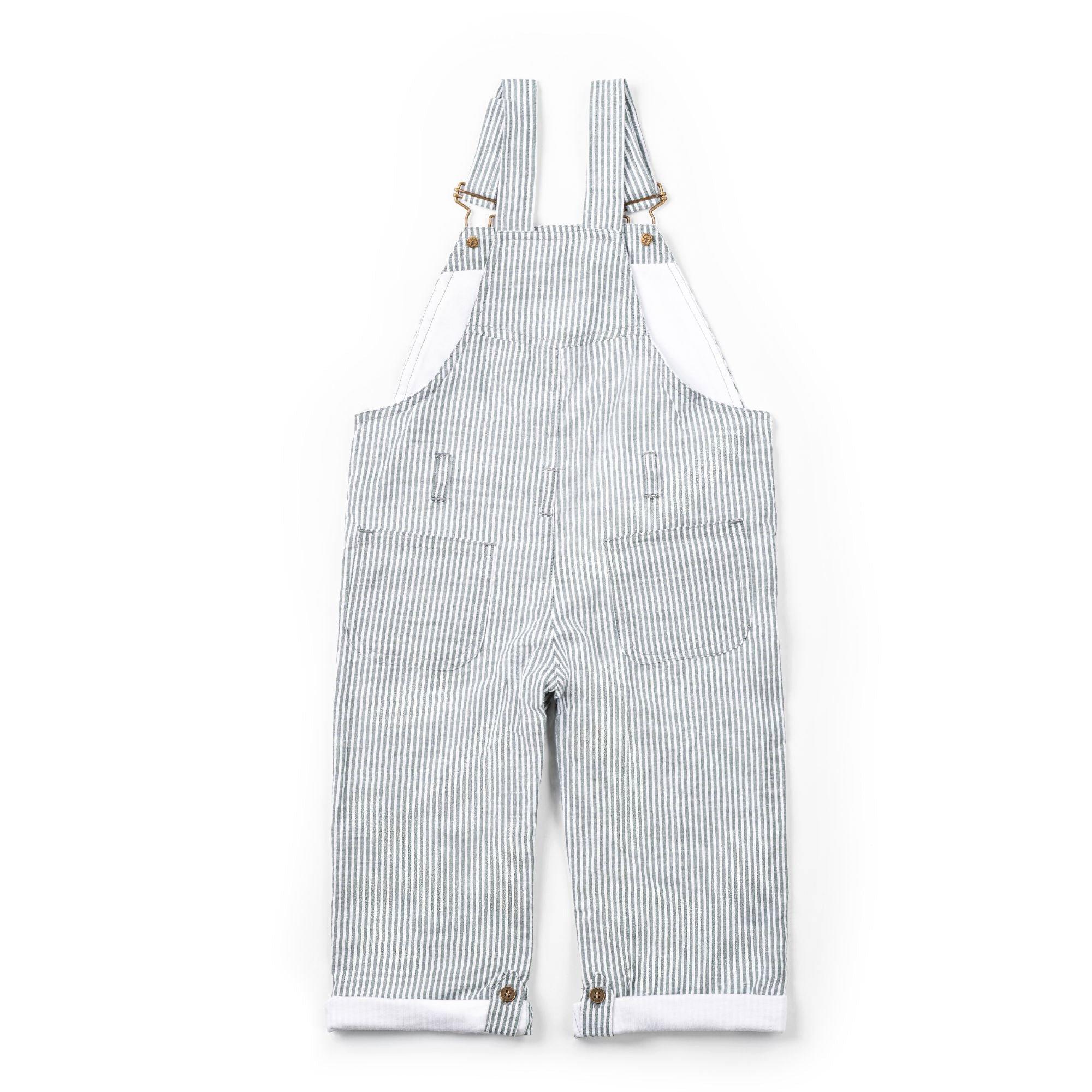 Forest Green Seersucker Overalls image number 1