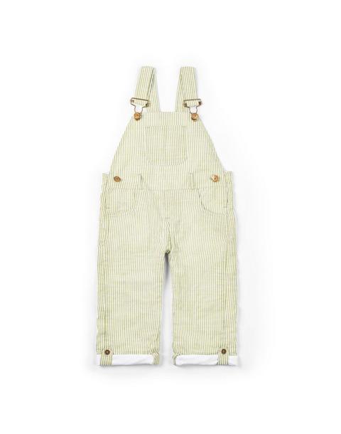Olive Seersucker Overalls