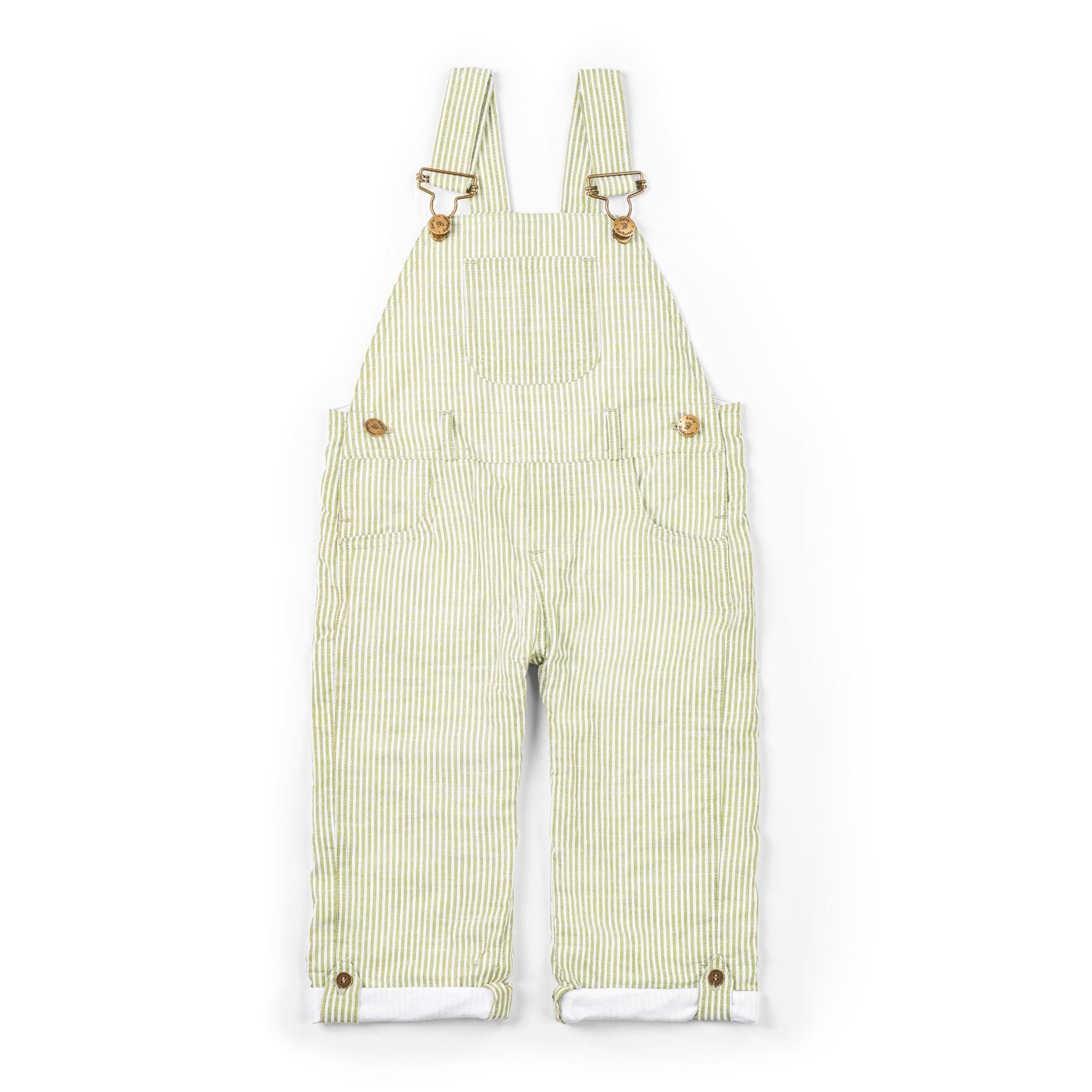 Olive Seersucker Overalls image number 1
