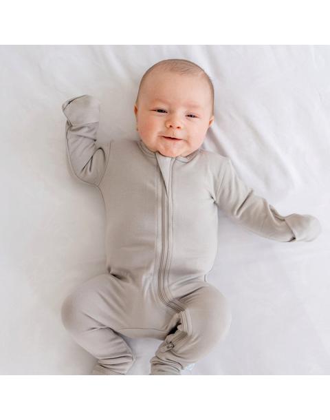 Bamboo PJ w/ Hand + Foot Cuff Moon Gray