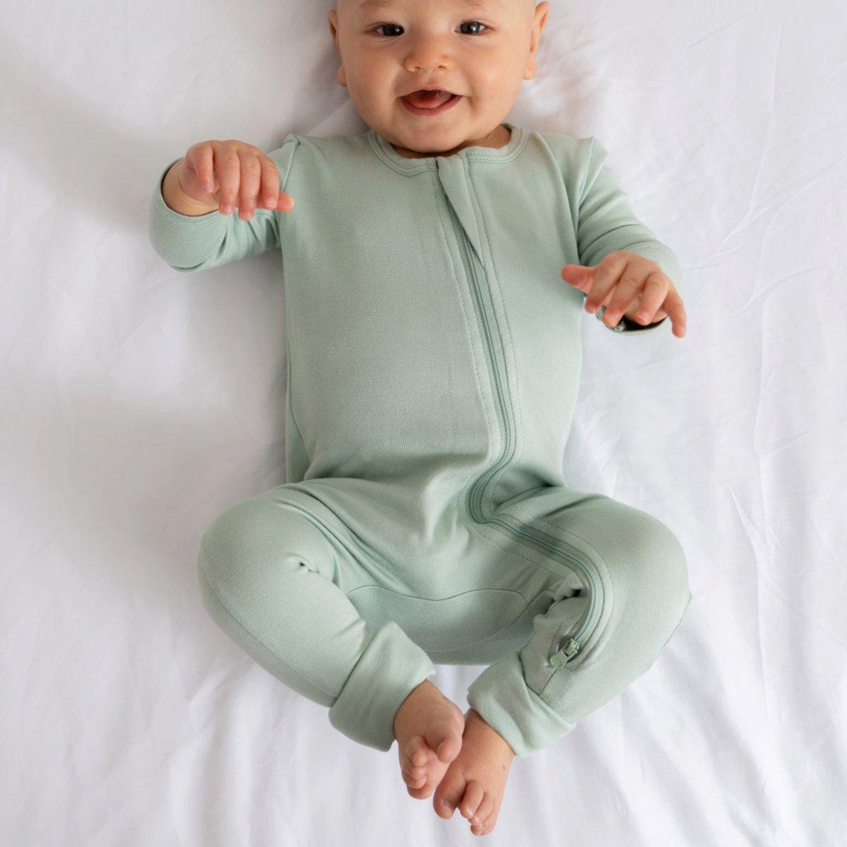 Bamboo PJ w/ Hand + Foot Cuff Sage Green image number 1