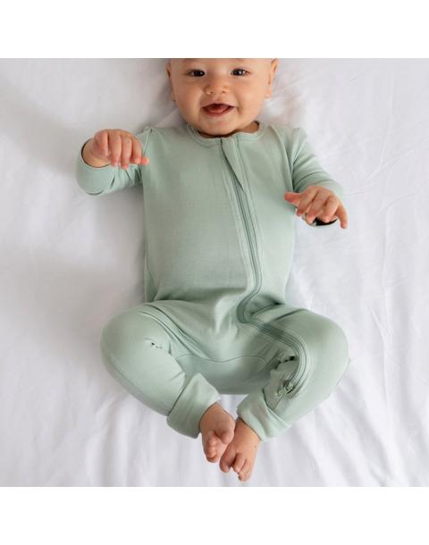 Bamboo PJ w/ Hand + Foot Cuff Sage Green