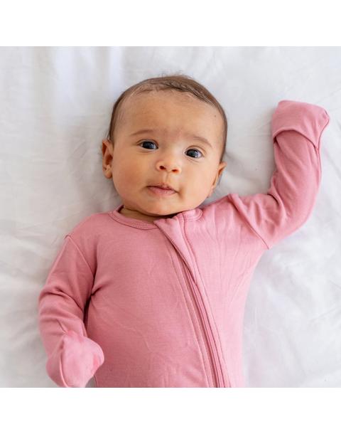 Bamboo PJ w/ Hand + Foot Cuff Dusty Rose