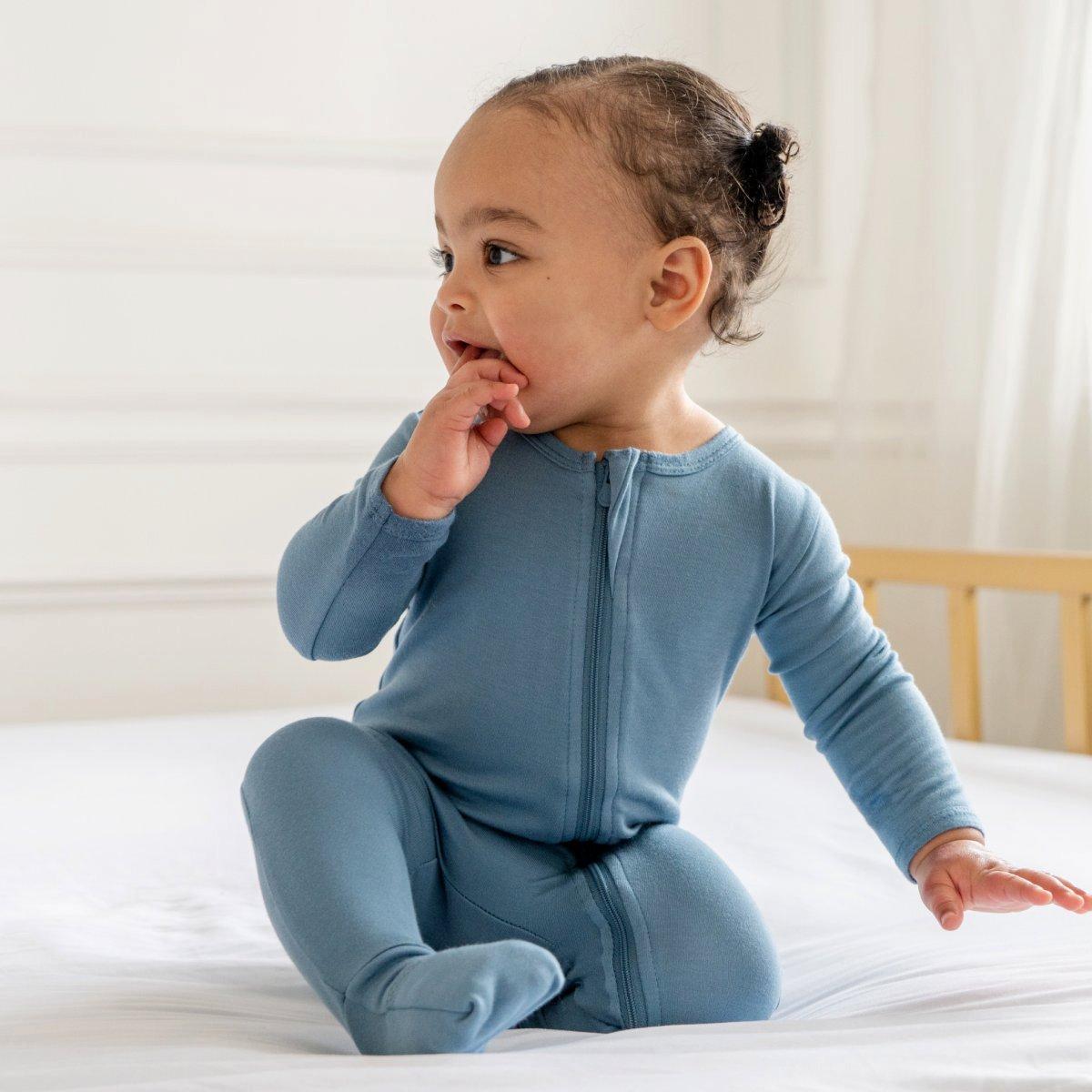 Bamboo PJ w/ Hand + Foot Cuff Ocean Blue image number 1