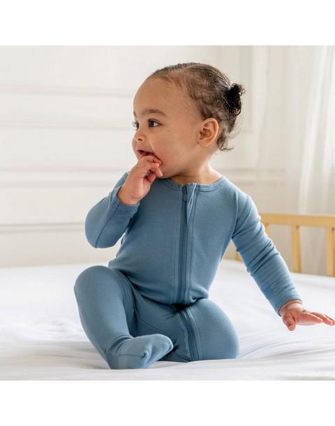 Bamboo PJ w/ Hand + Foot Cuff Ocean Blue