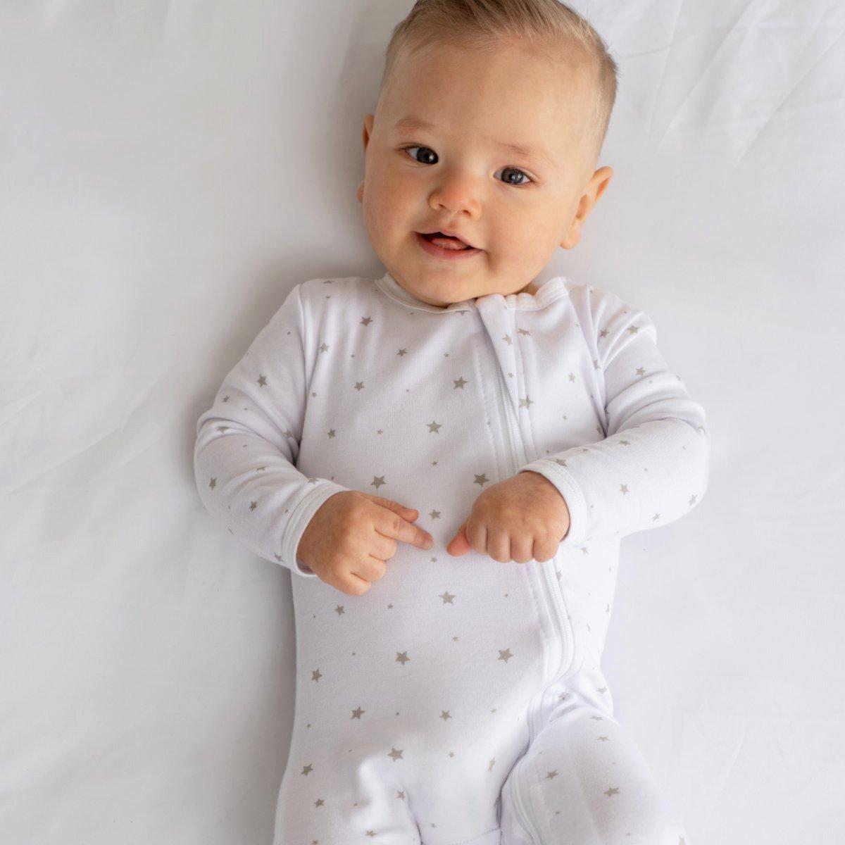 Bamboo PJ w/ Hand + Foot Cuff Grey Star image number 1