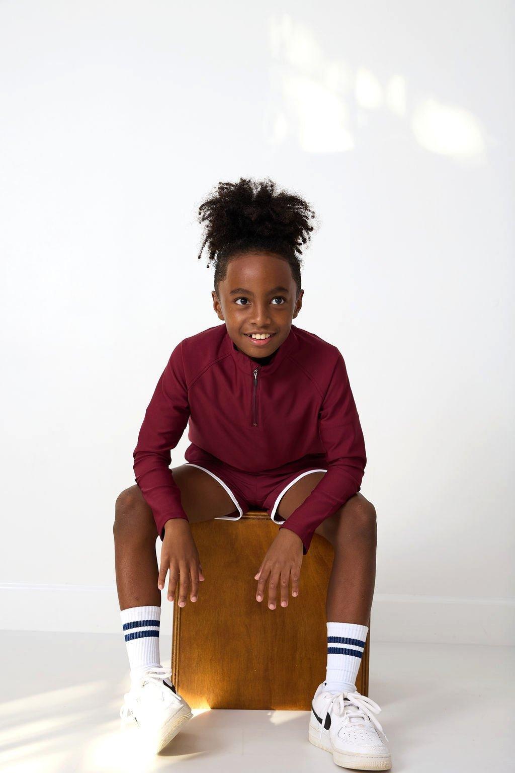 Boys Half Zip Maroon image number 1