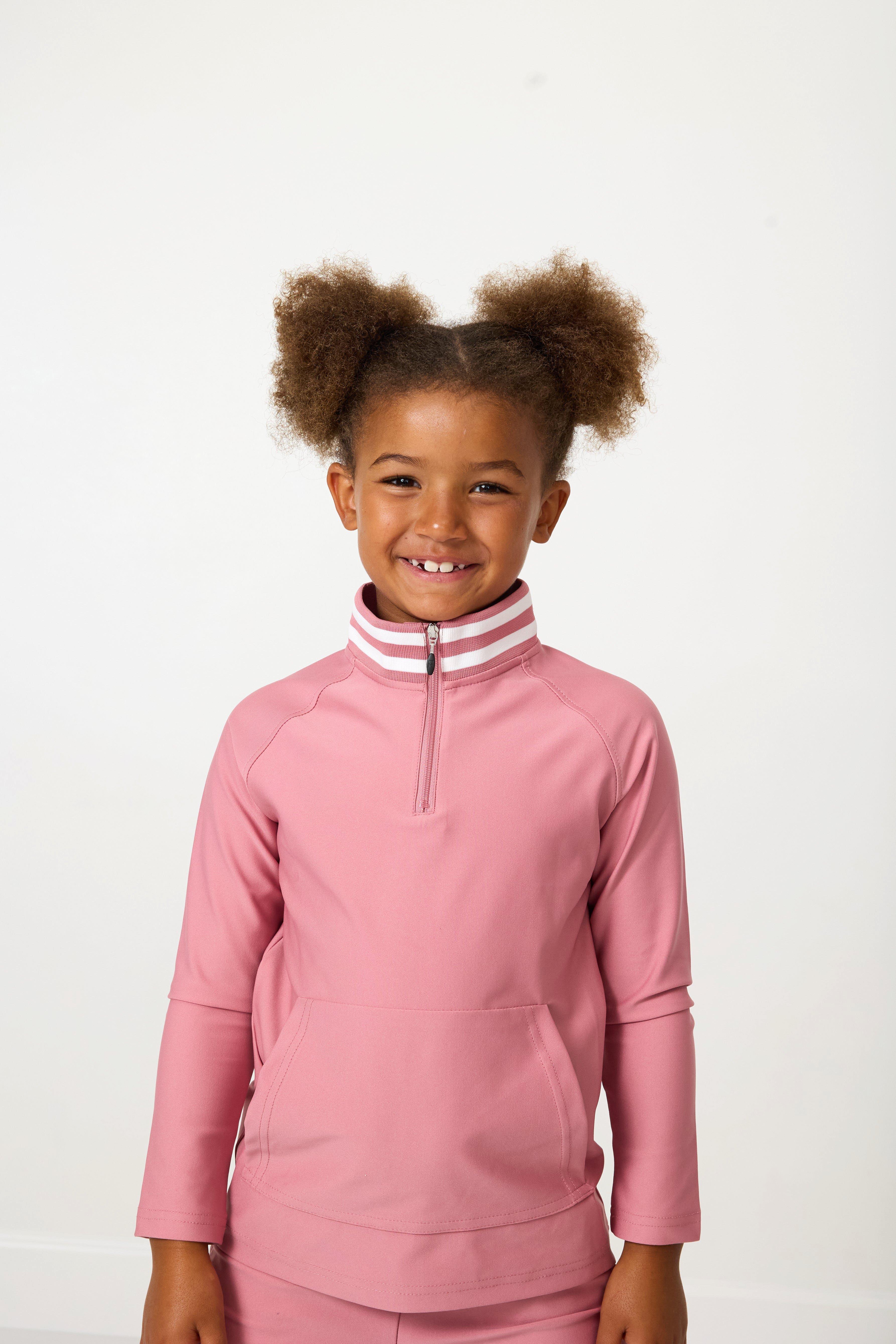 Girls Retro Half-Zip Dusty Pink image number 2