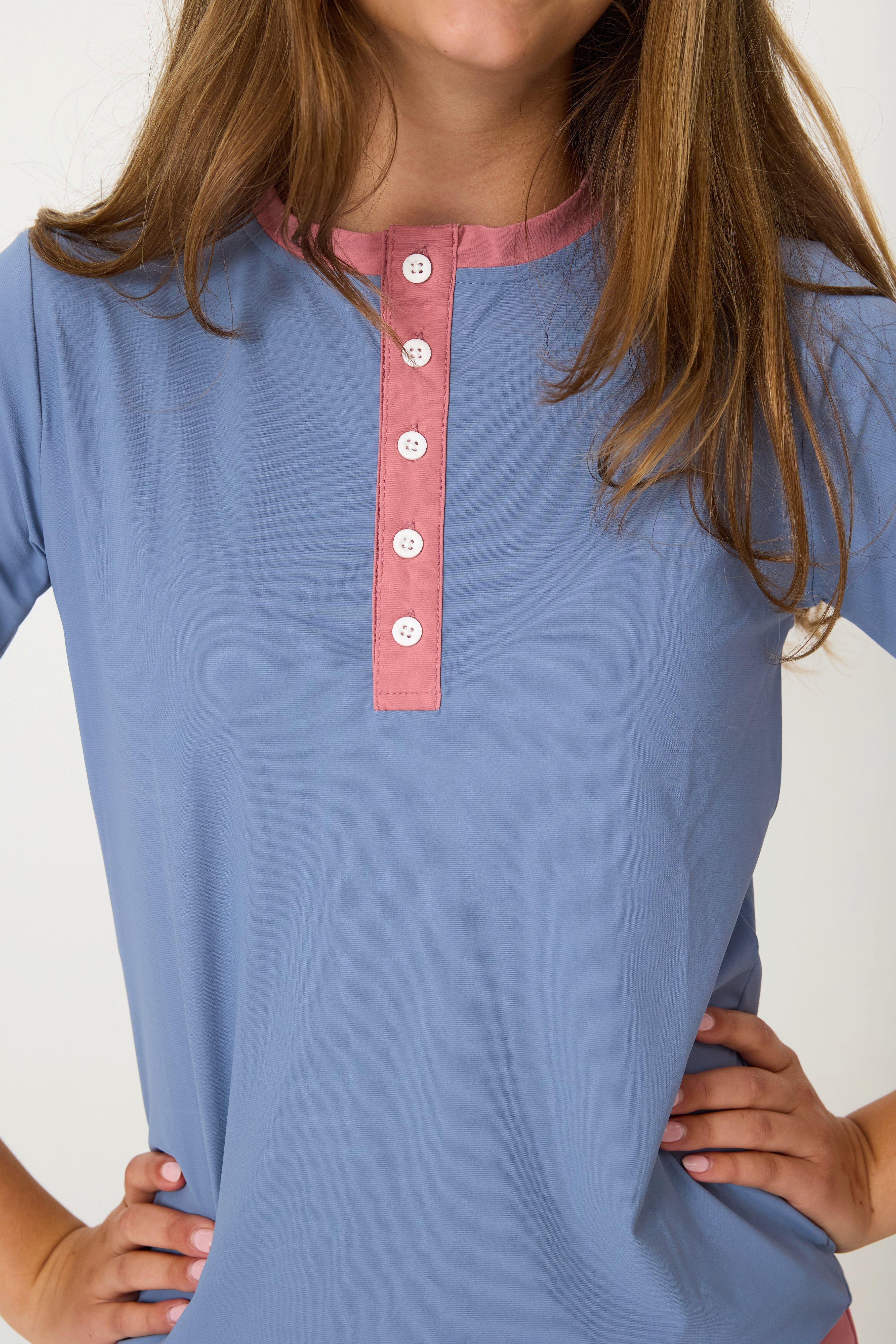 Girls Henley Top Slate Blue image number 4