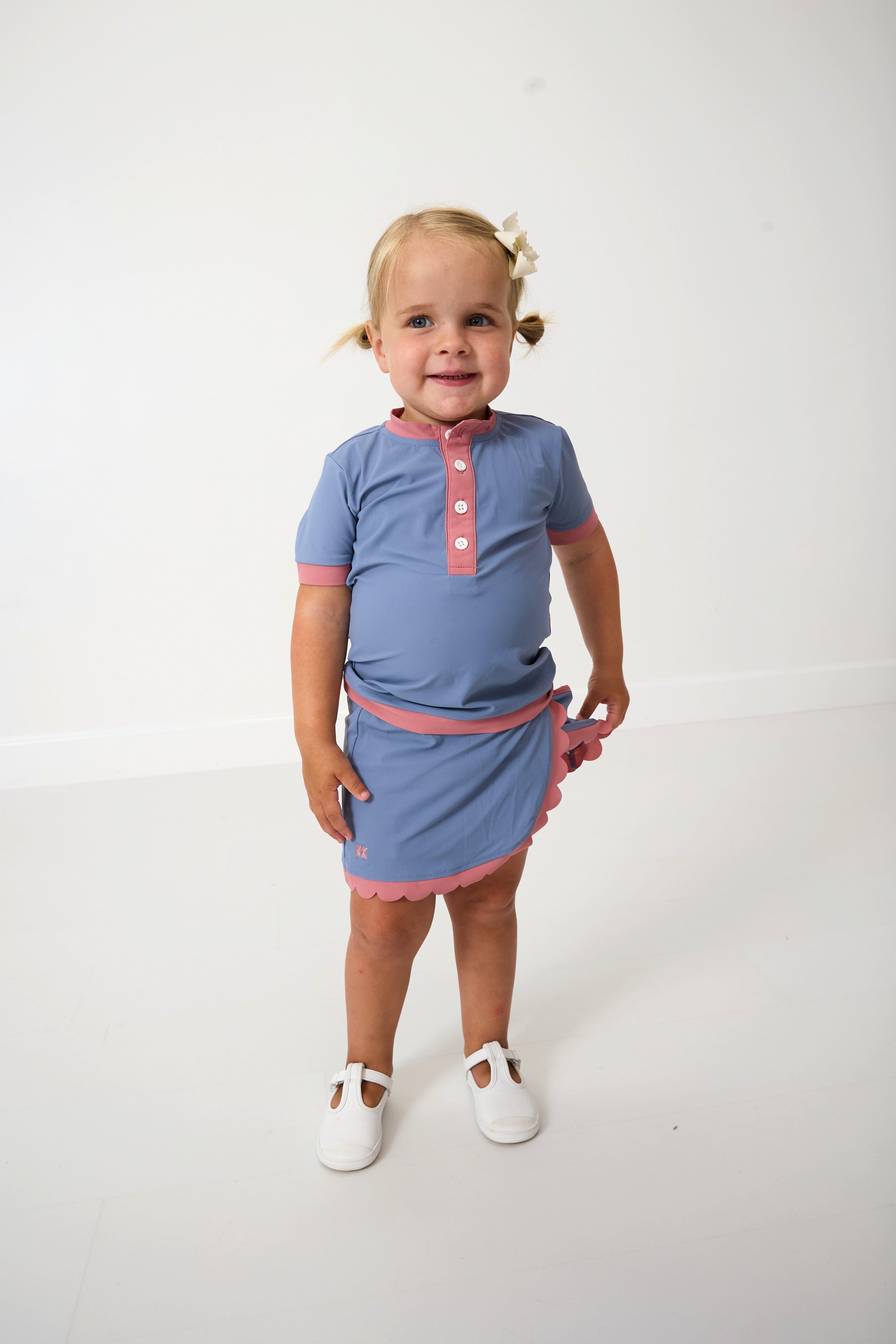 Girls Henley Top Slate Blue image number 1