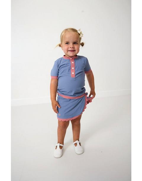 Girls Henley Top Slate Blue