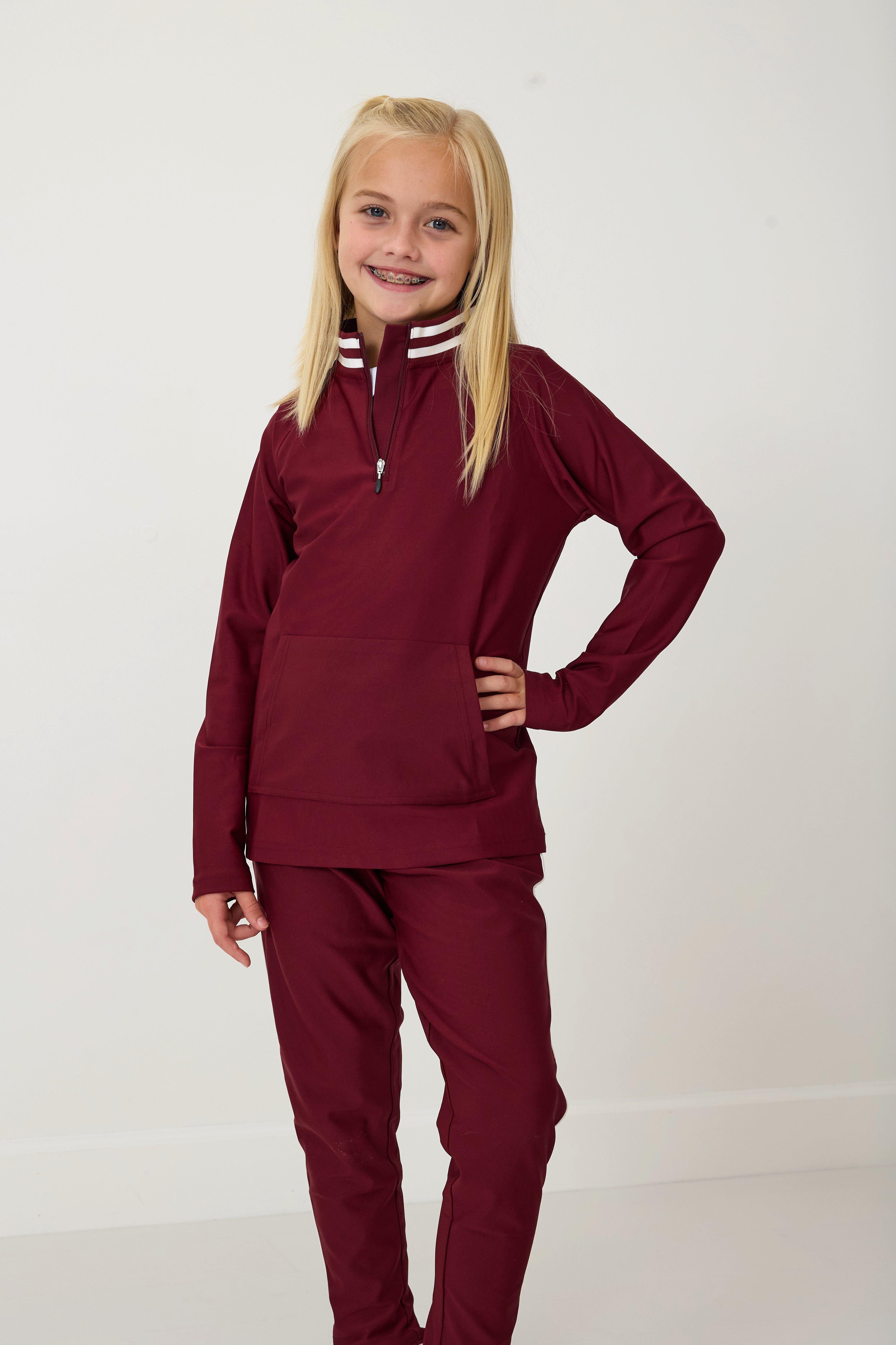 Girls Retro Half-Zip Maroon image number 3