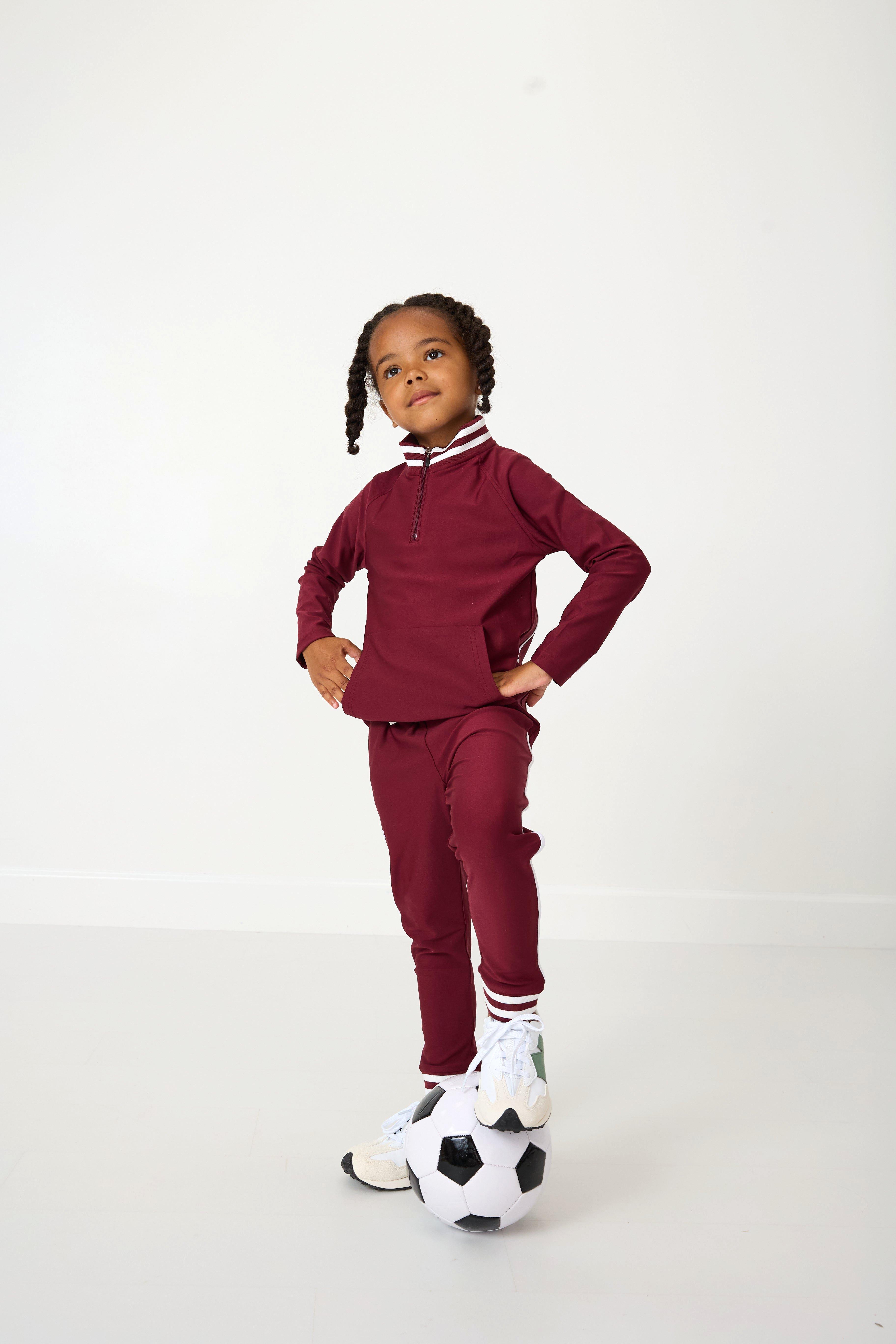 Girls Retro Half-Zip Maroon image number 1