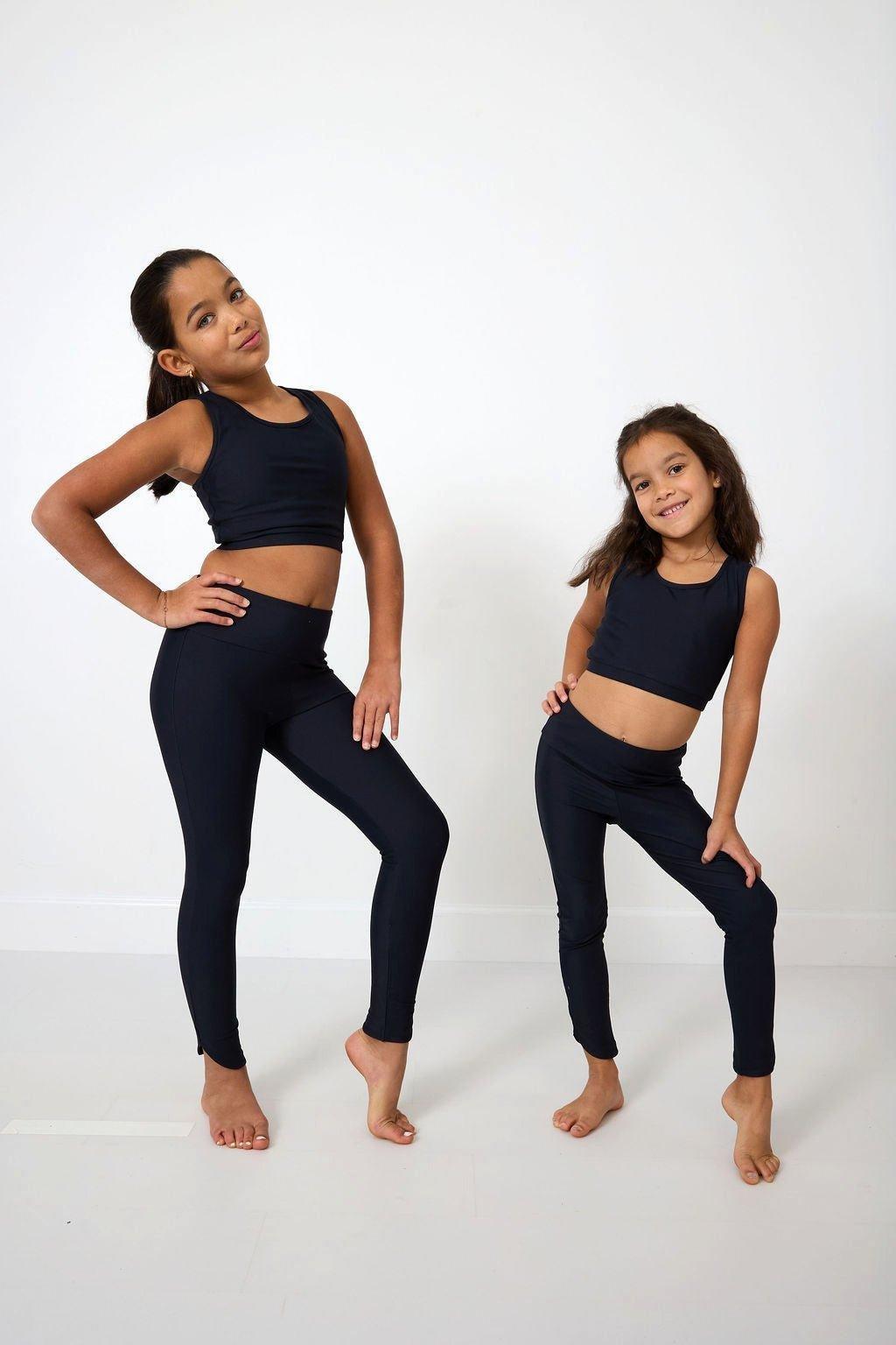 Girl's Scalloped Crop Top Black image number 3