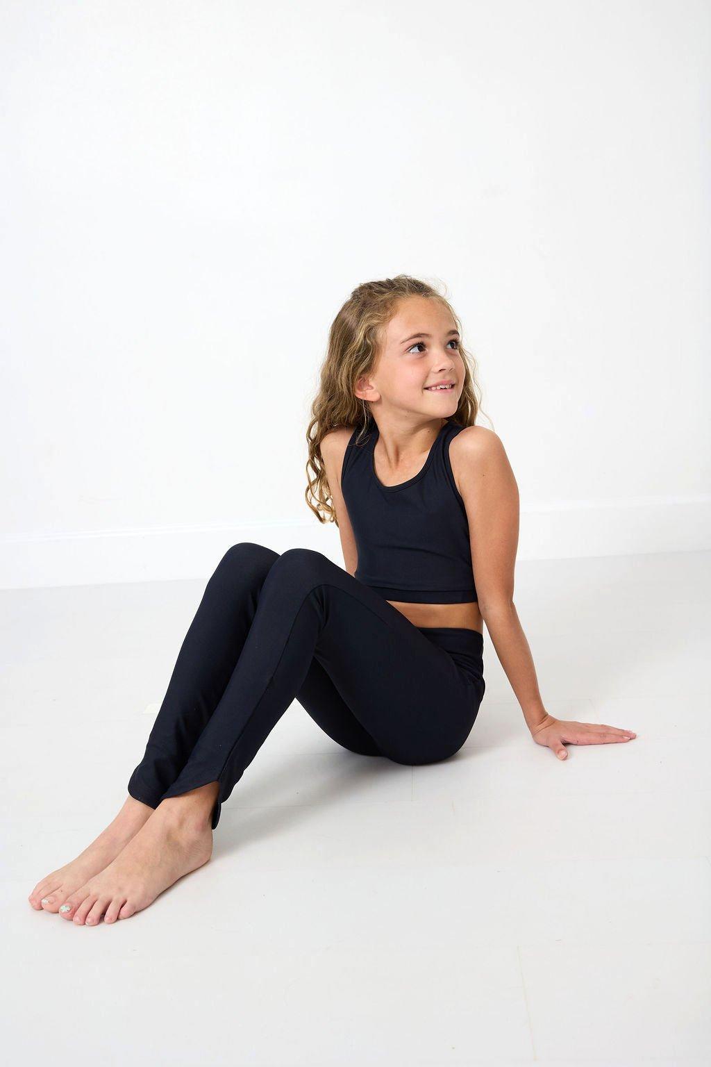 Girl's Scalloped Crop Top Black image number 4