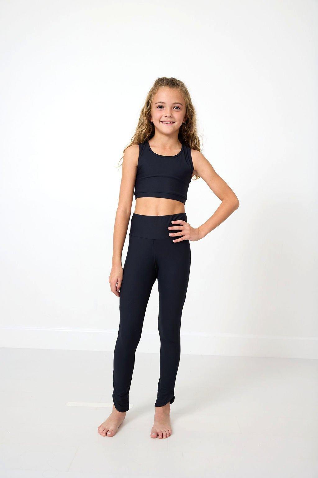 Girl's Scalloped Crop Top Black image number 1