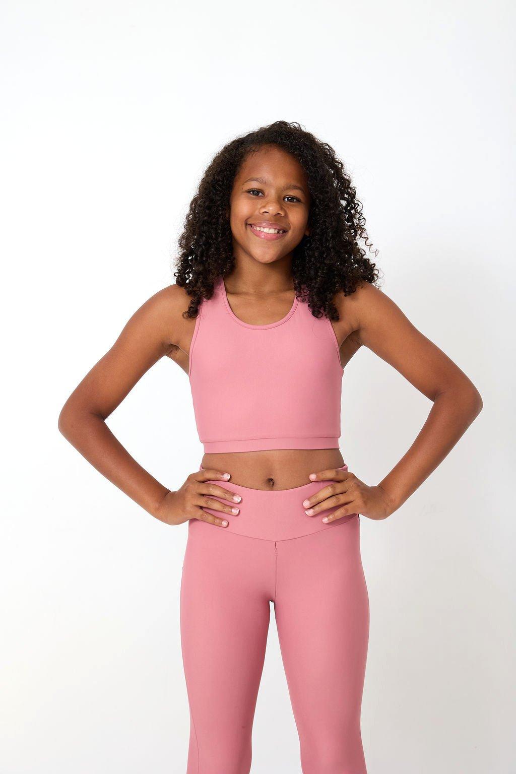 Girl's Scalloped Crop Top Dusty Pink image number 2