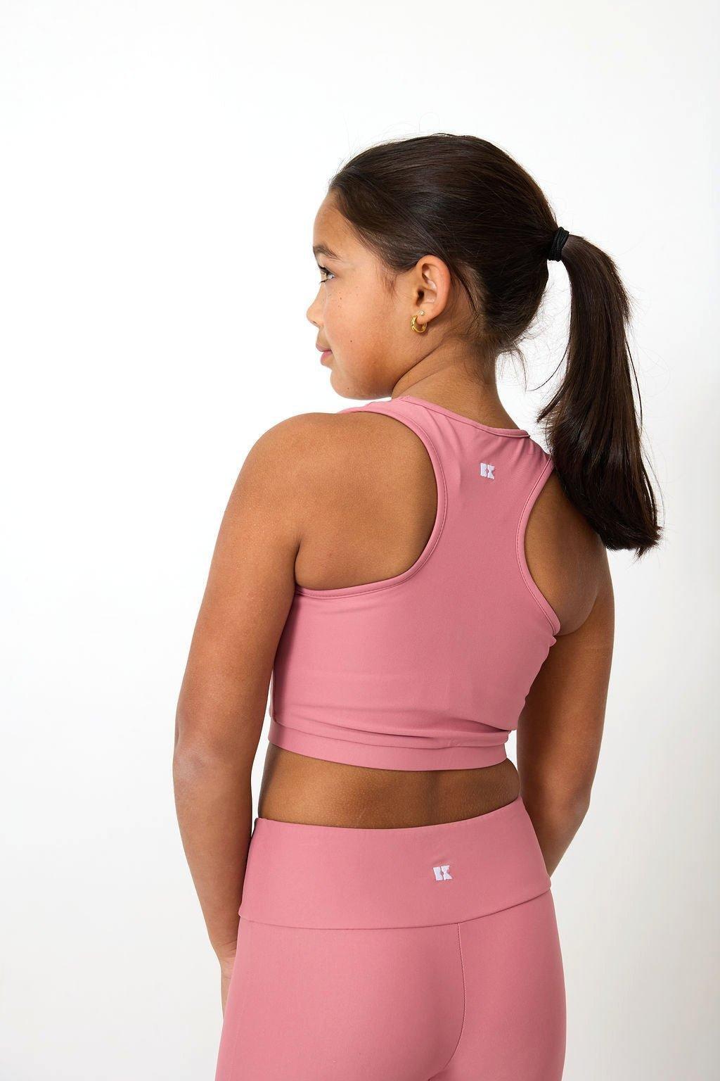 Girl's Scalloped Crop Top Dusty Pink image number 3