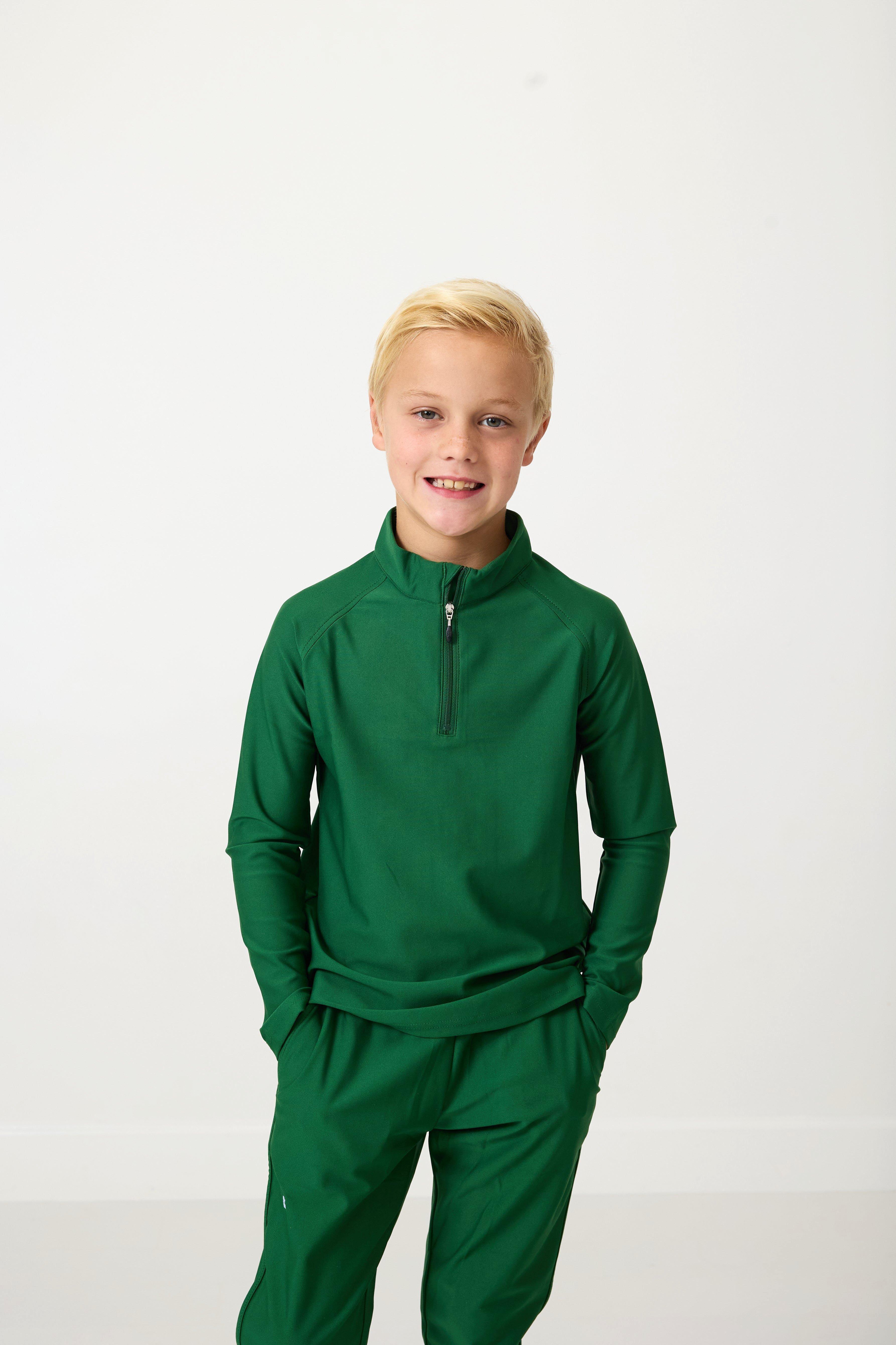 Boys Half Zip Dark Green image number 2