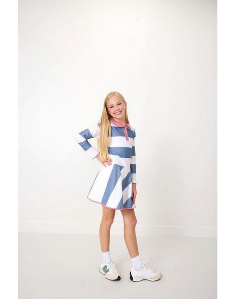 Girl's Rugby Dress Slate White