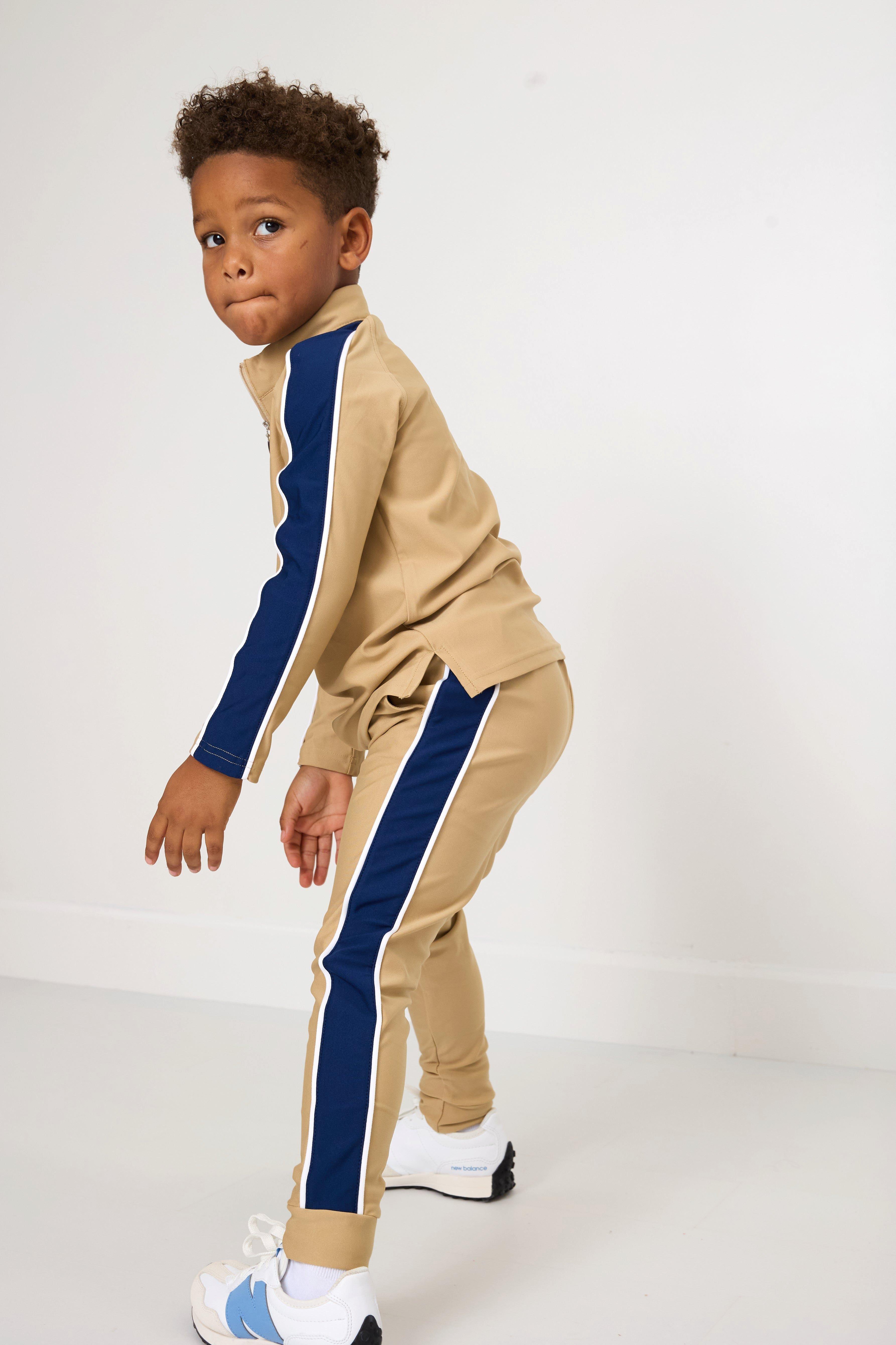 Boys Warm-Up Jogger Pant Khaki and Navy image number 2