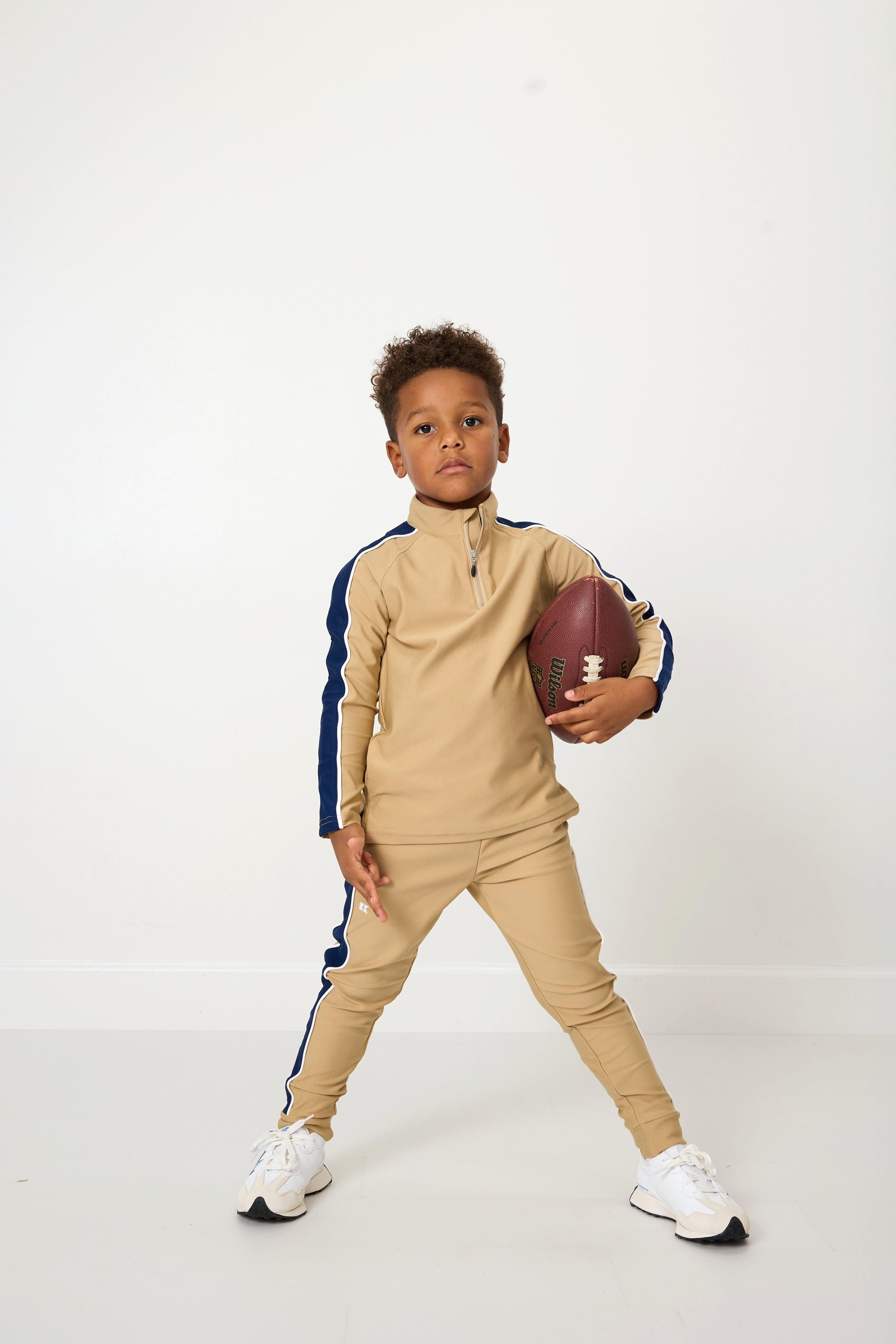 Boys Warm-Up Jogger Pant Khaki and Navy image number 1