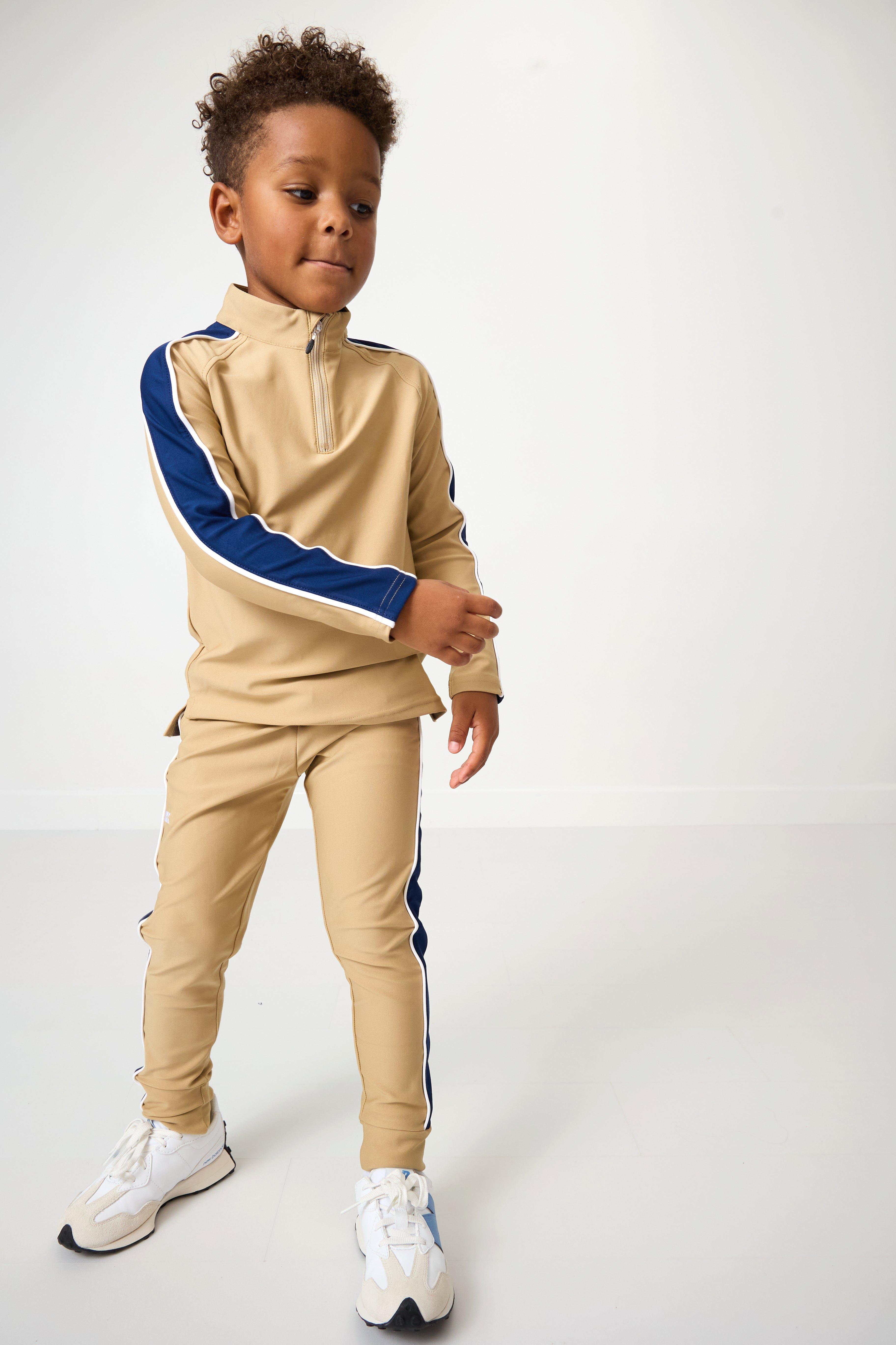Boys Half Zip Khaki and Navy image number 3