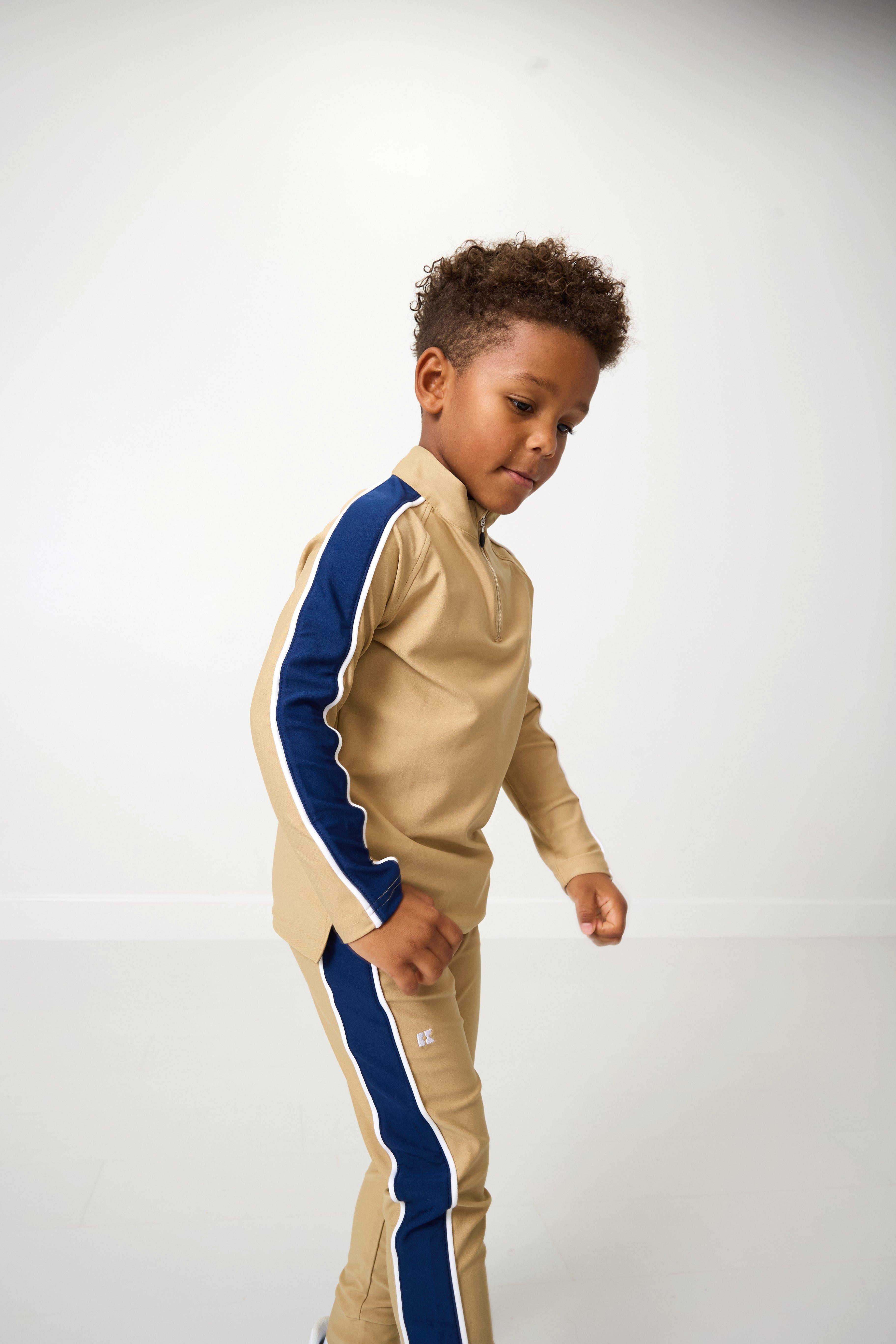 Boys Half Zip Khaki and Navy image number 4