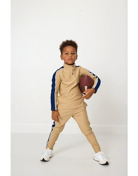Boys Half Zip Khaki and Navy