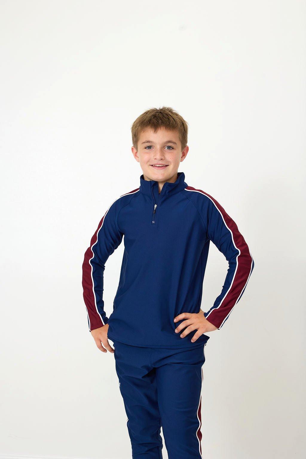 Boys Half Zip Navy and Red image number 1