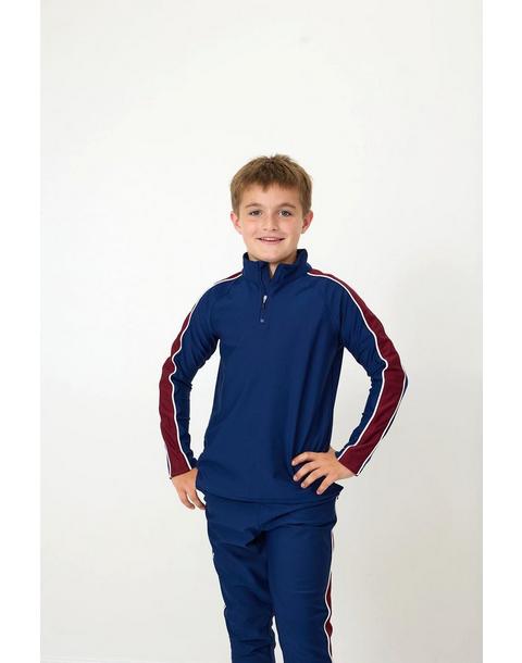 Boys Half Zip Navy and Red