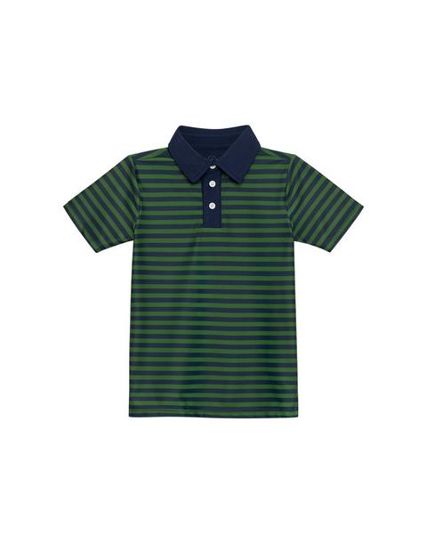 Boys Polo Shirt Navy and Green Stripe