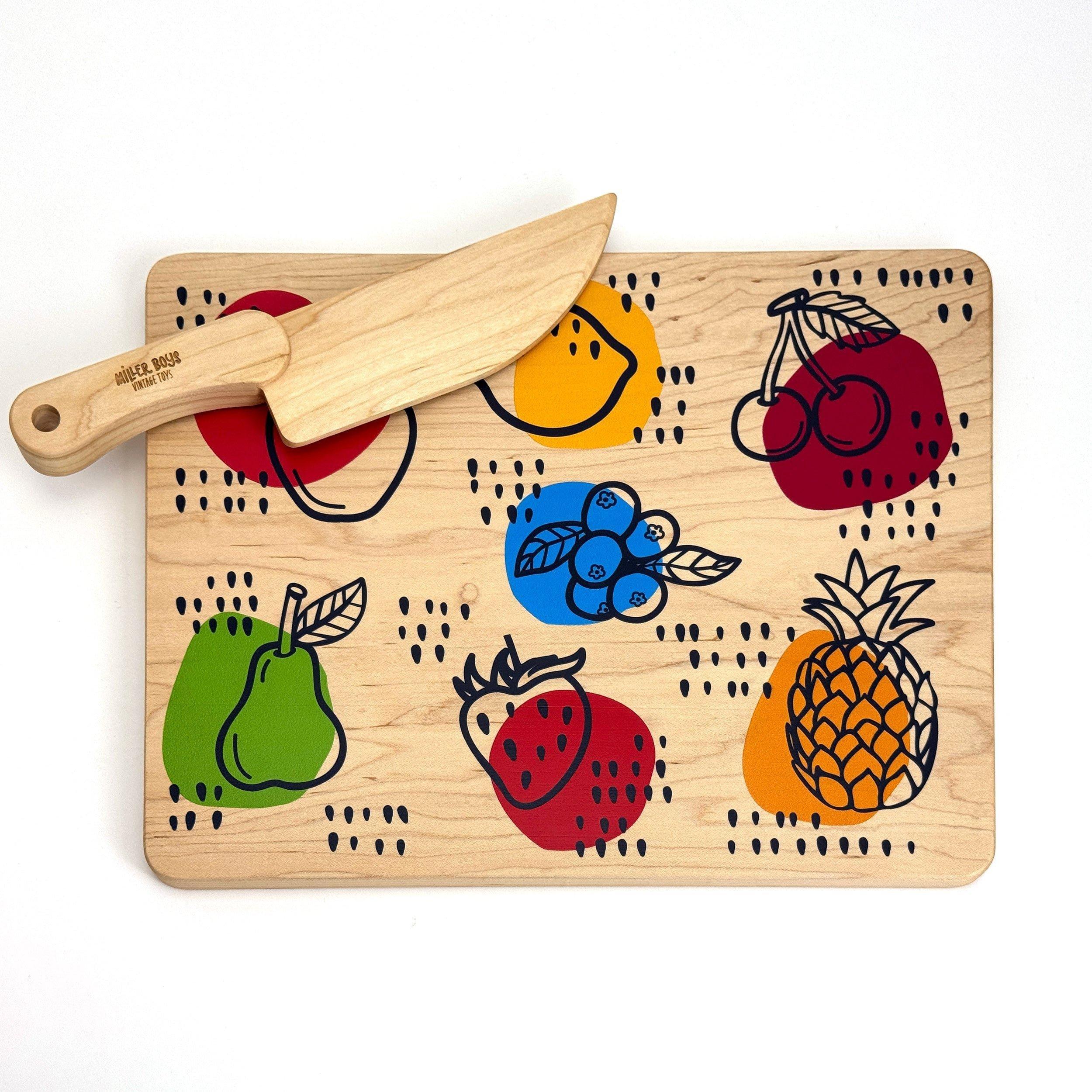 Kid's Chef-in-Training Wooden Cutting Board with Handcrafted Wooden Knife image number 2