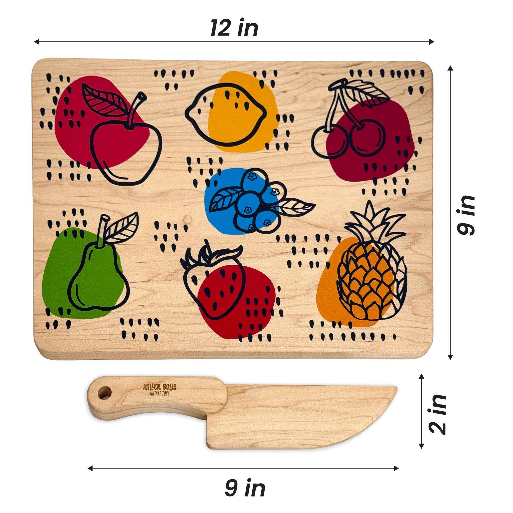 Kid's Chef-in-Training Wooden Cutting Board with Handcrafted Wooden Knife image number 4