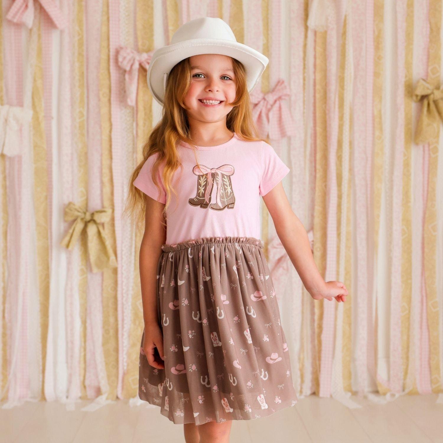 Howdy Darling Western Short Sleeve Tutu Dress image number 1