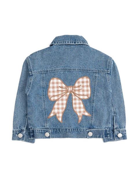 Gingham Bow Patch Denim Jacket
