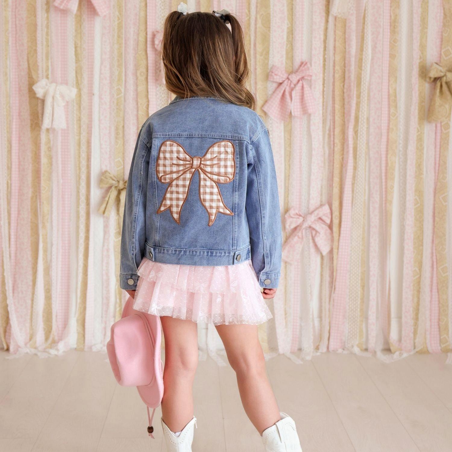 Gingham Bow Patch Denim Jacket image number 1