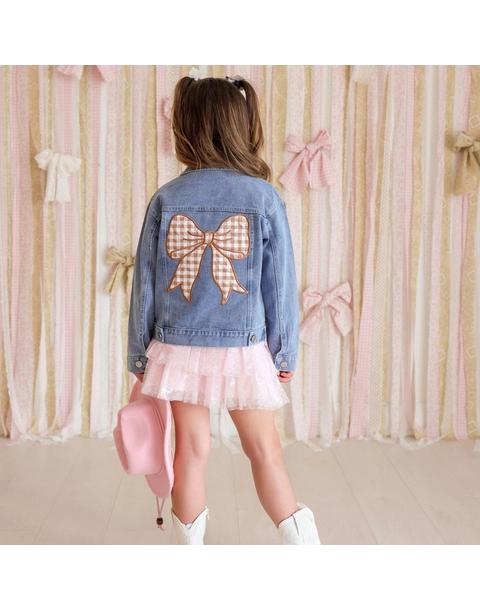 Gingham Bow Patch Denim Jacket
