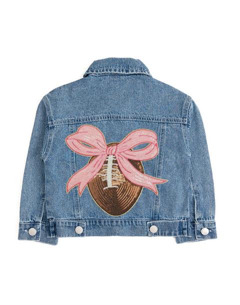 Football Sequin Patch Denim Jacket