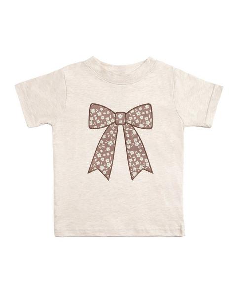 Mocha Floral Bow Patch Short Sleeve T-Shirt