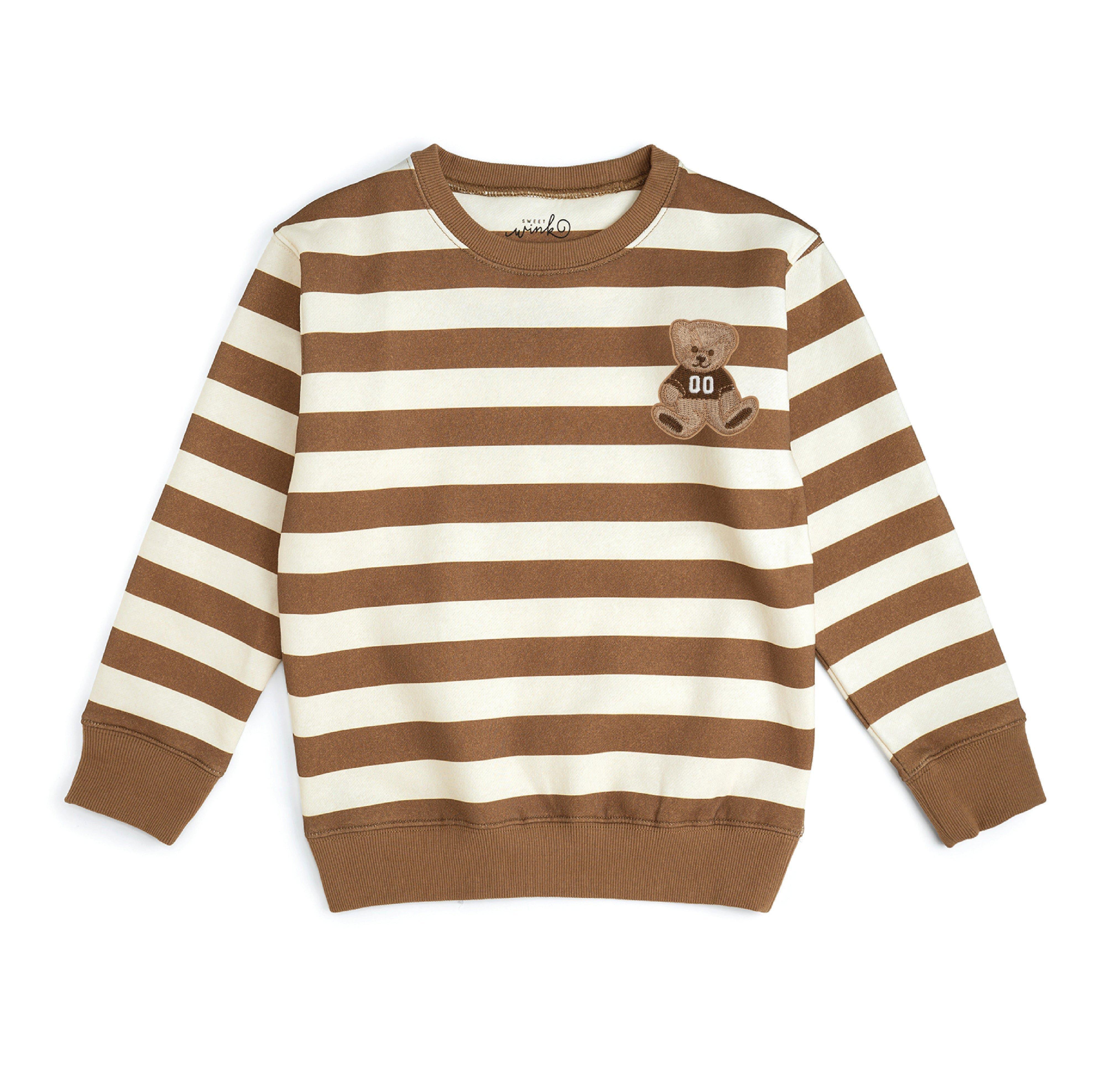 Teddy Bear Patch Striped Sweatshirt image number 0